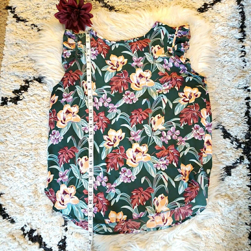 LOFT tropical floral drapey tank | L - Picture 7 of 9